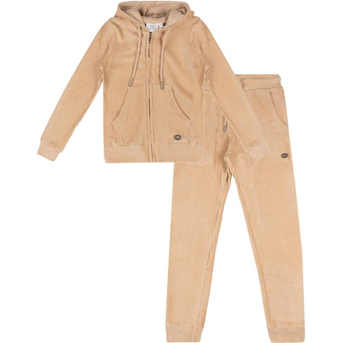 Tuta invernale da bambina con cappuccio e zip 'Love'