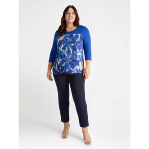 Fiorella Rubino - T-shirt con inserto floreale - Blu