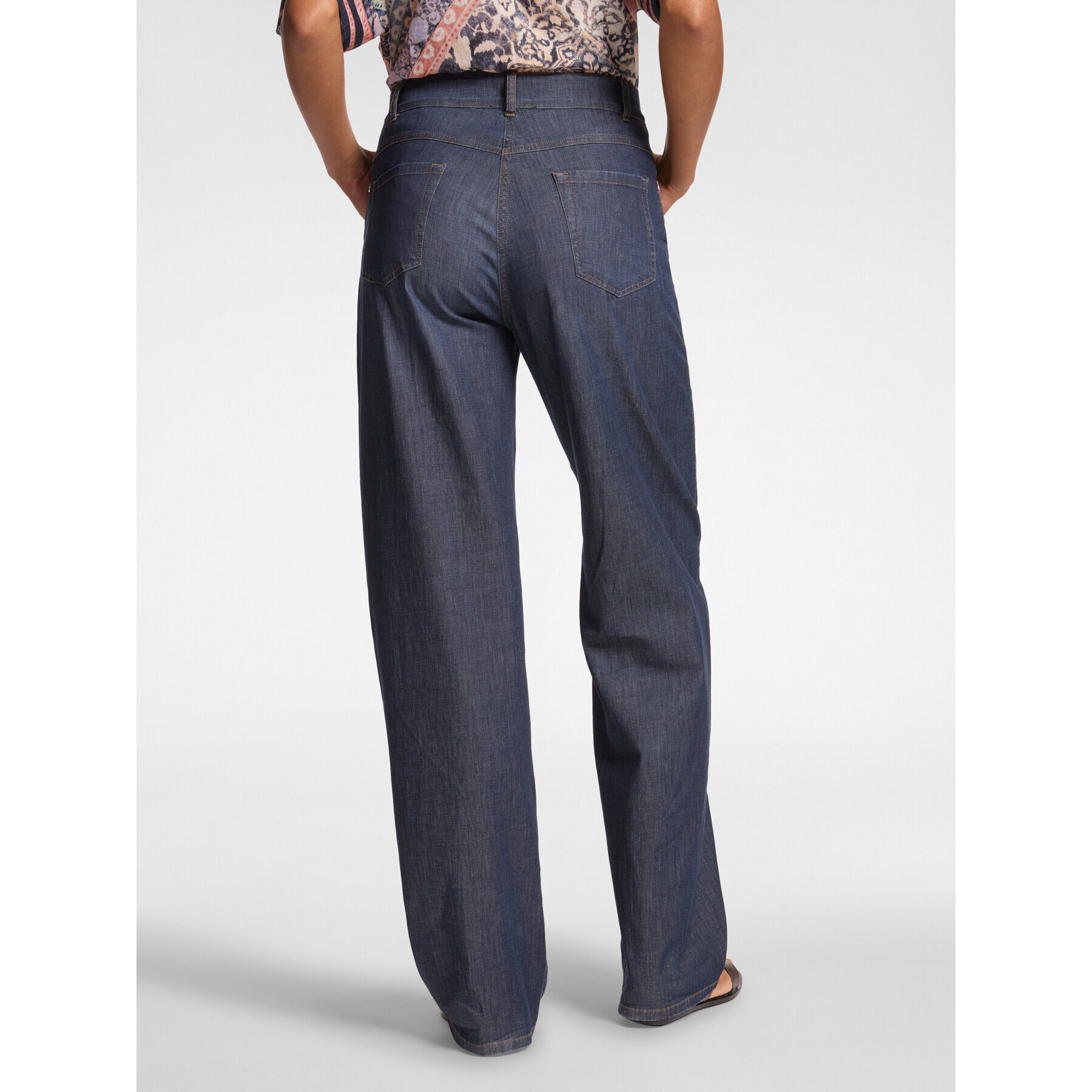 Elena Mirò - Jeans wide leg in Chambray - Blu