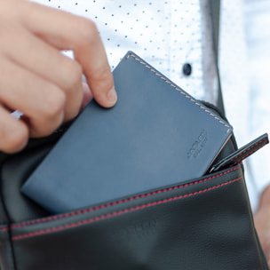 Cartera Hombre Piel Jaslen Lyon Azul Marino-Camel