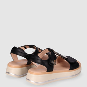 Sandalias de Piel - Negro - Tacón: 5 cm