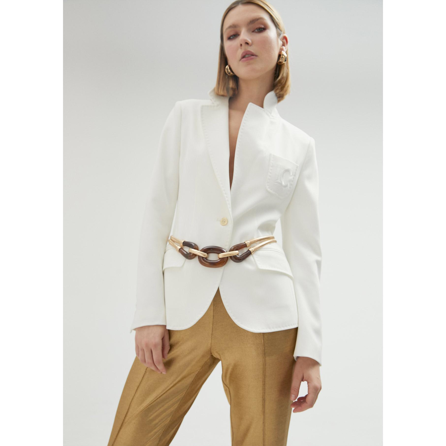 Cintura elasticizzata in metallo con elementi effetto tartarugato