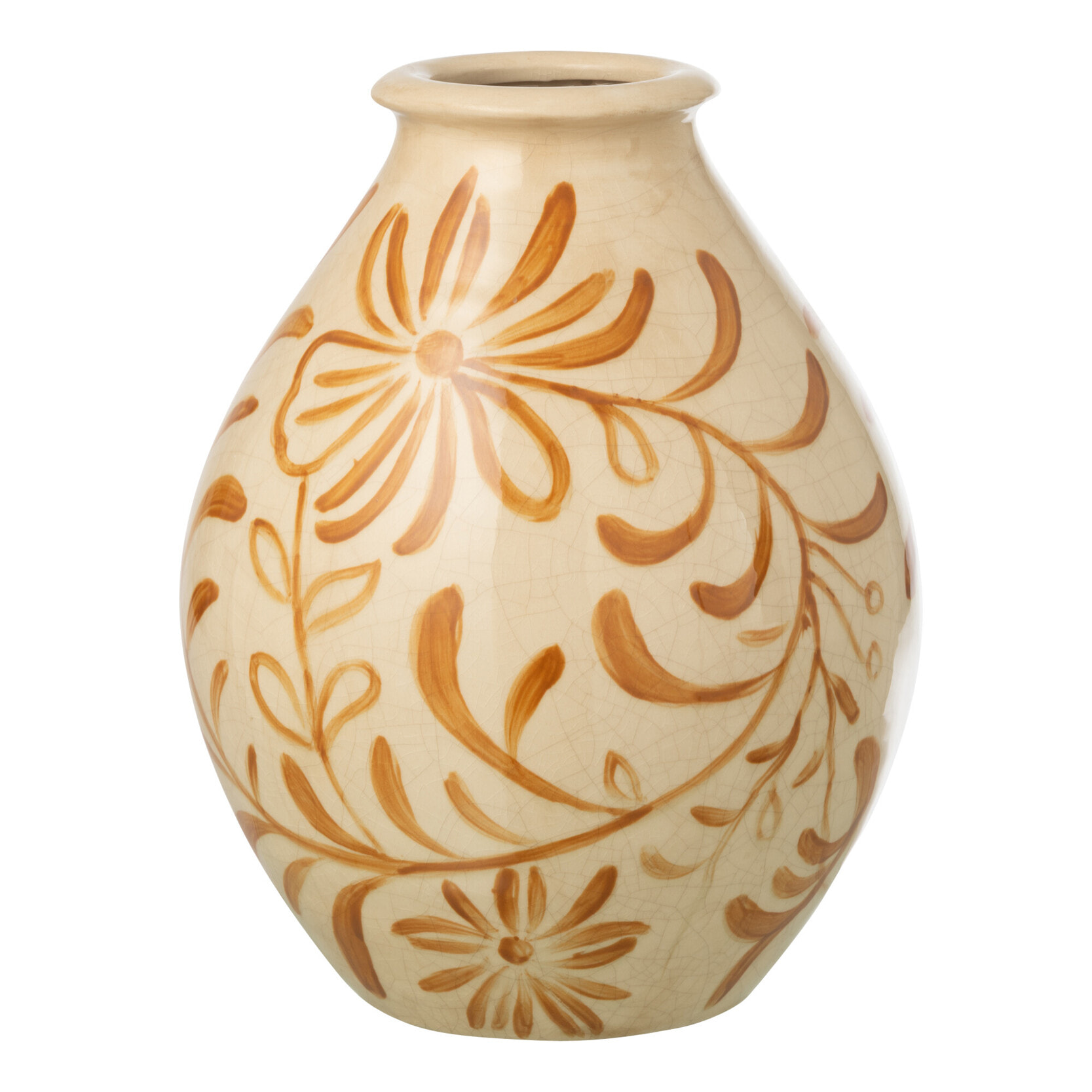 J-Line Vase Fleurs - grès - ocre/blanc cassé - large