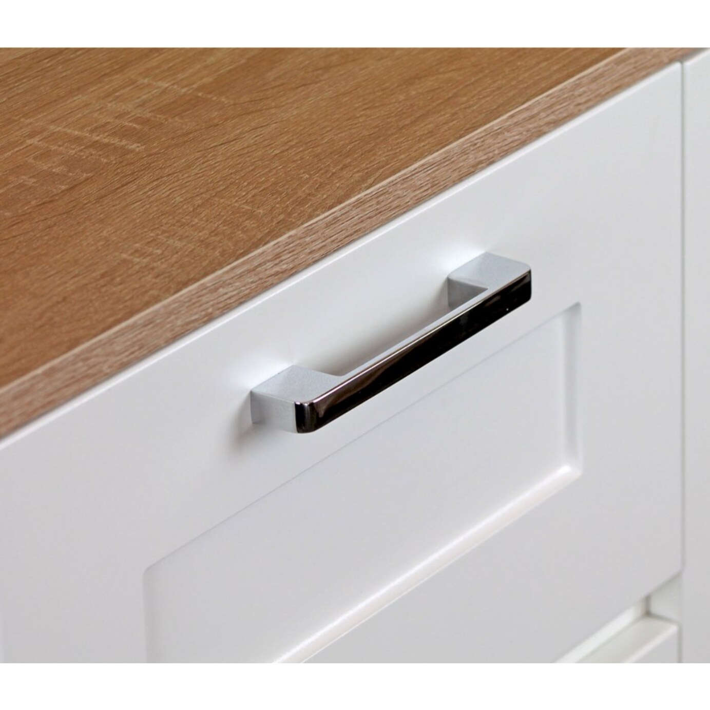Credenza bianca con top in legno 120x82,5x40 cm
