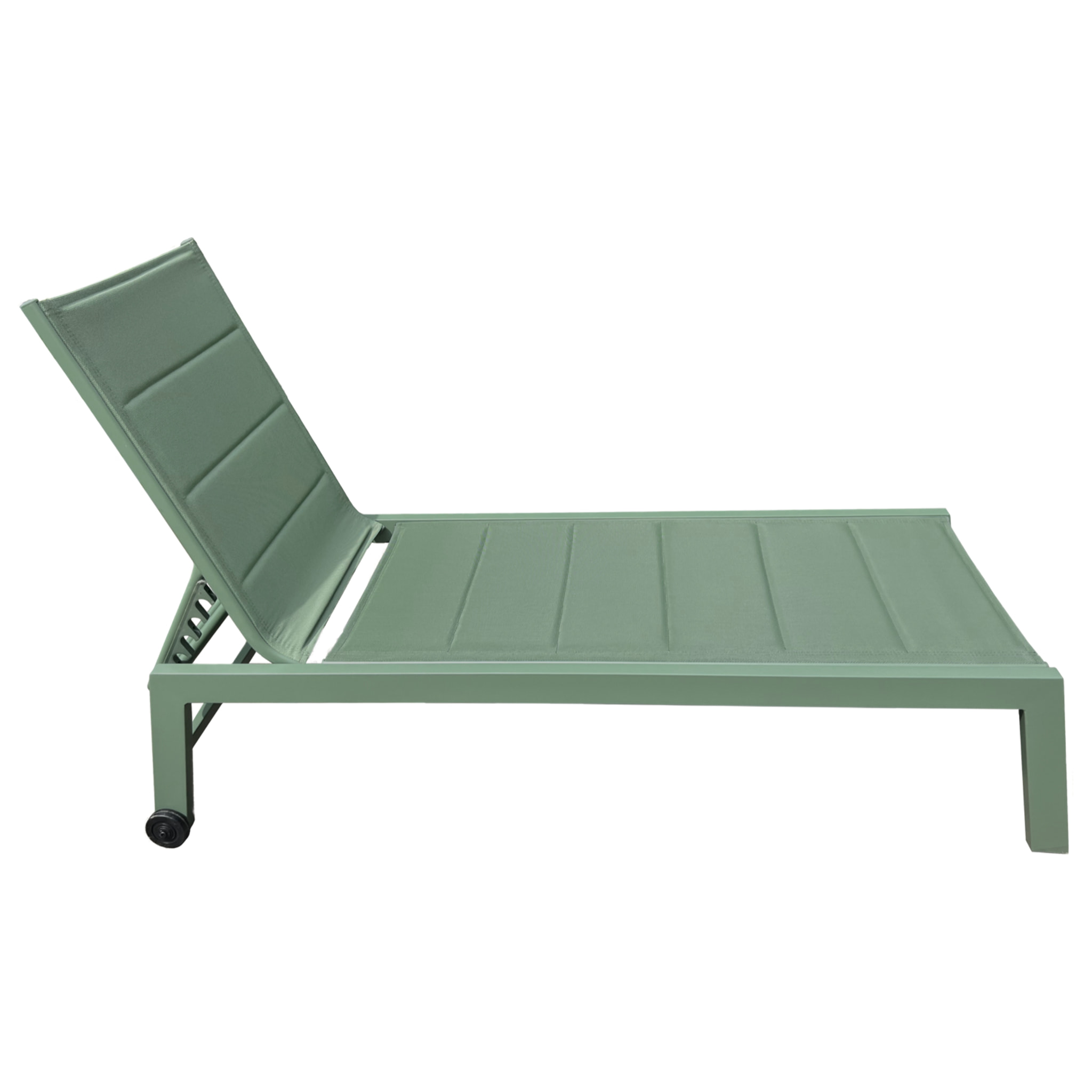 Lot de 2 bains de soleil BARBADOS en textilène vert sauge - aluminium vert sauge