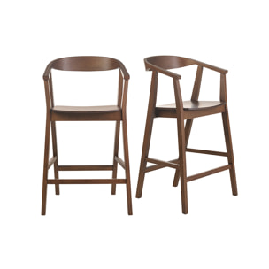 Tabourets de bar scandinaves en bois foncé (lot de 2) BAHIA