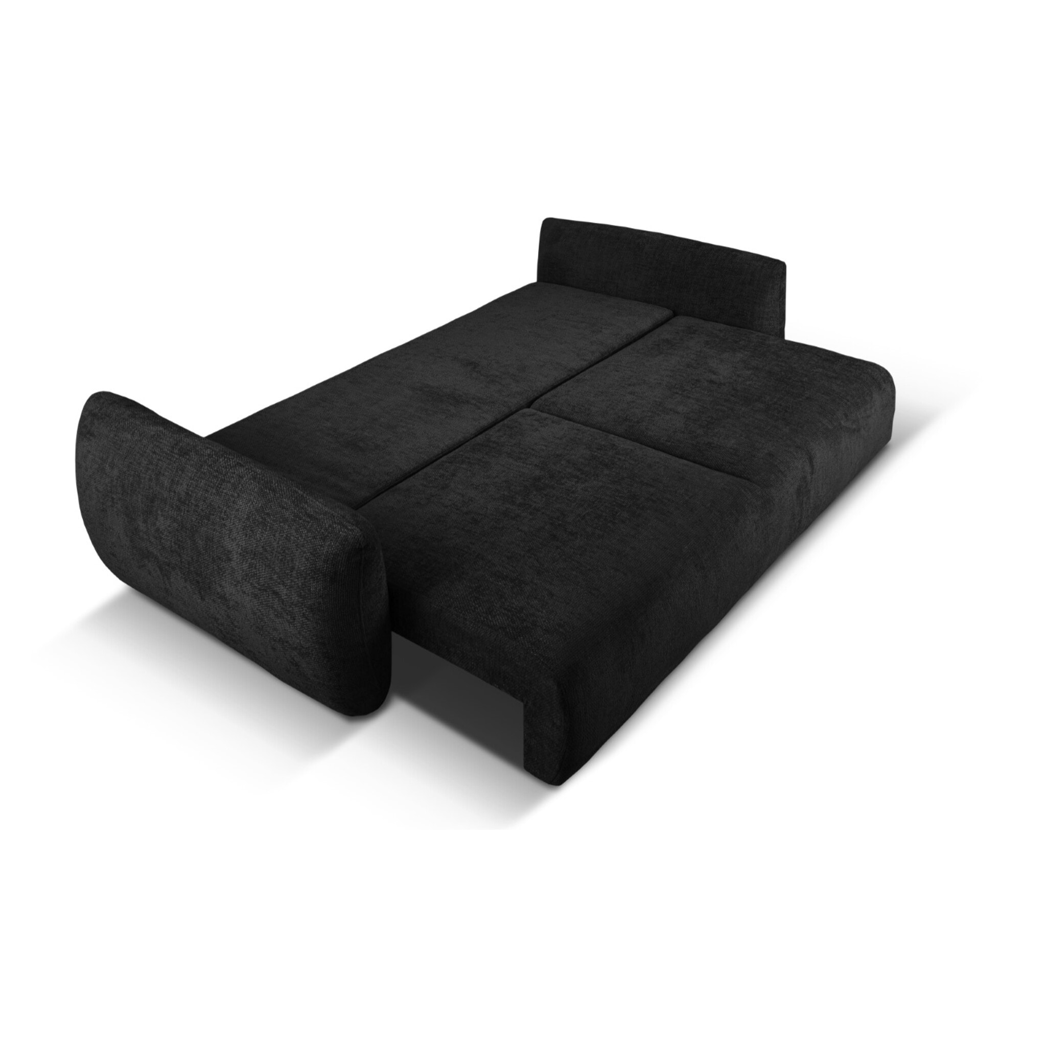 Canapé convertible avec coffre de rangement "Matera" 3 places en chenille noir