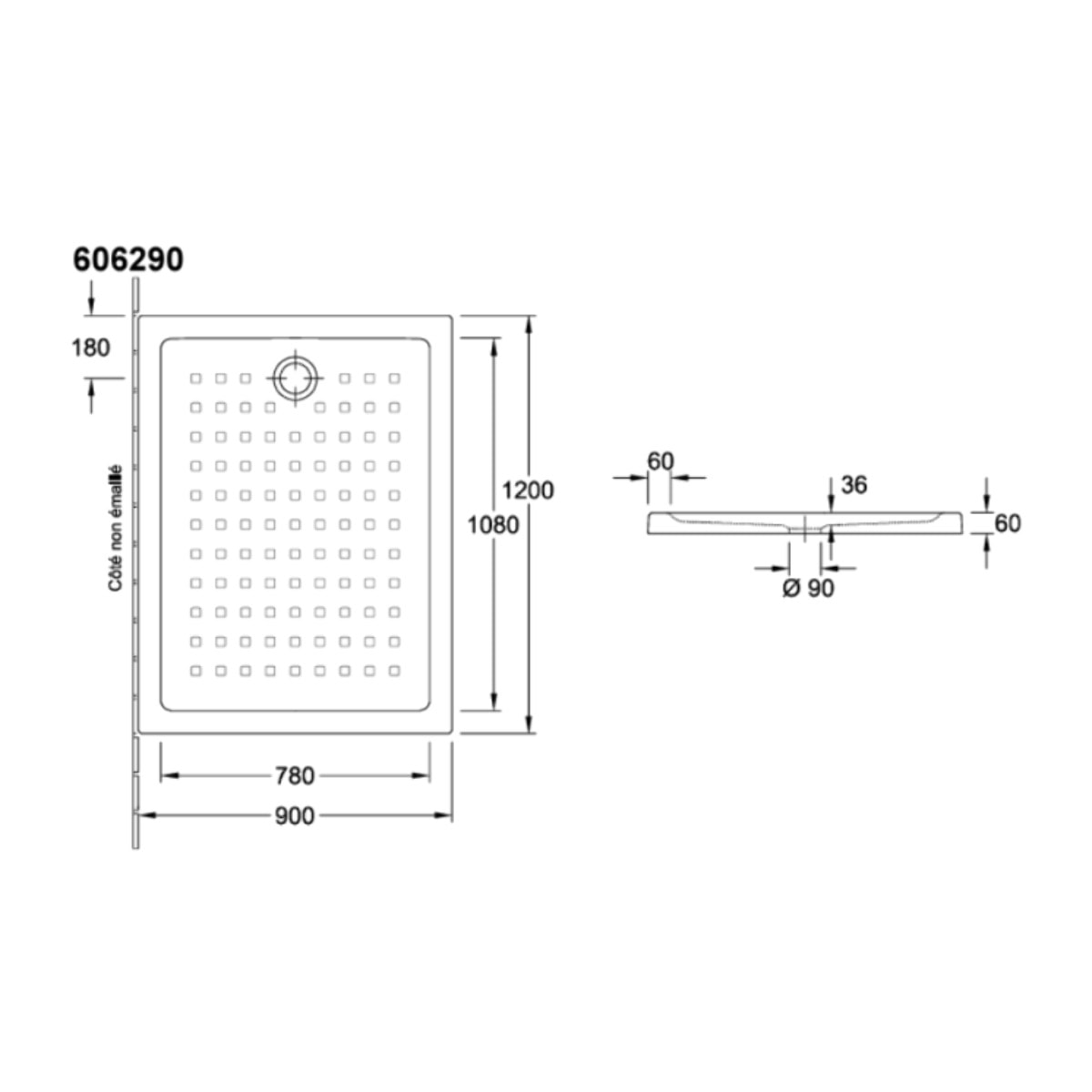 Pack receveur O Novo céramique avec bonde D90 et robinetterie