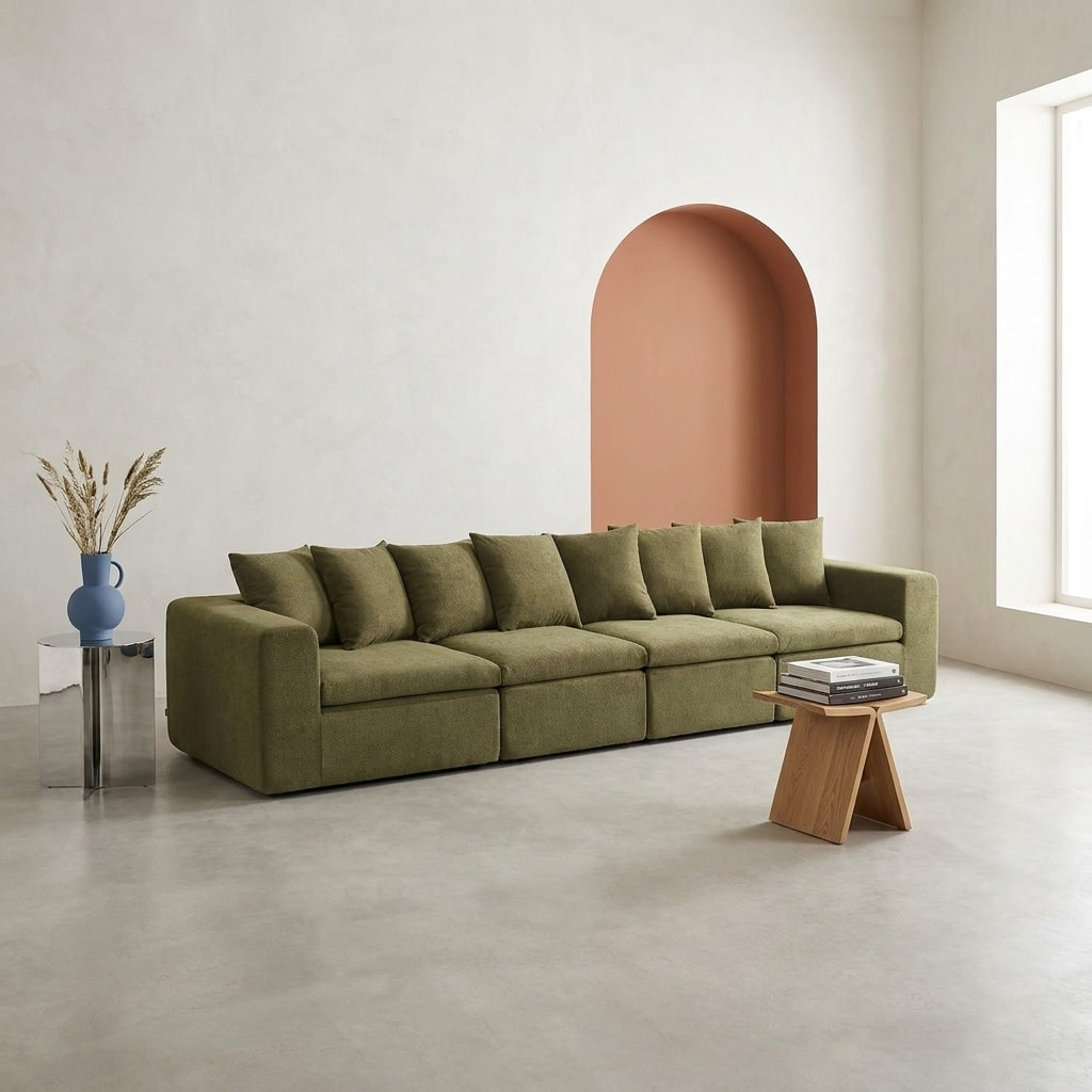 Canapé modulable tissu chenille 5 places MOVI