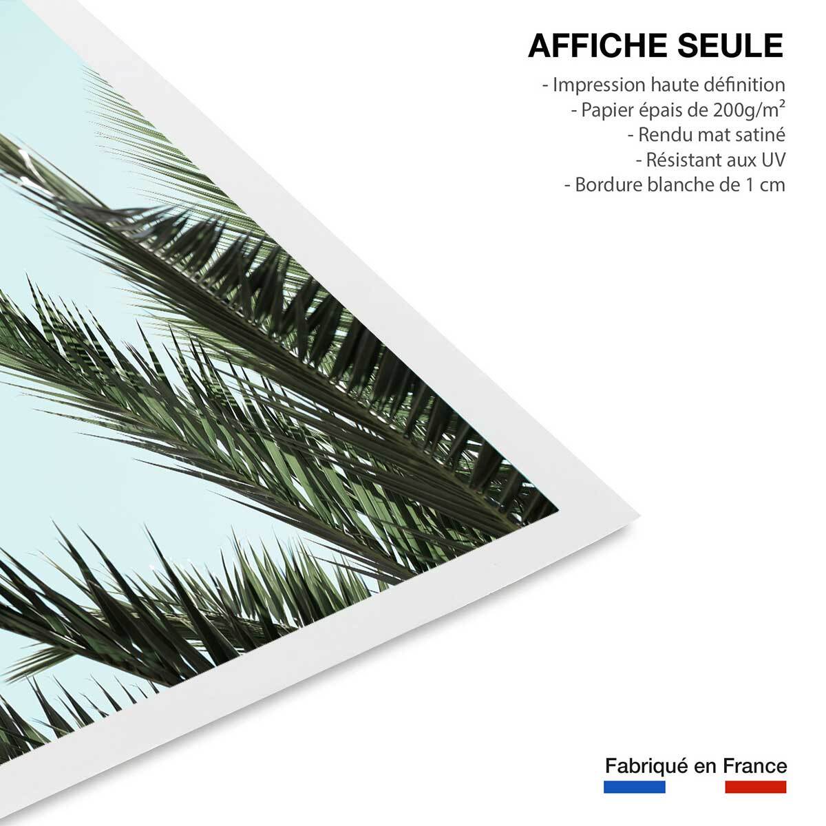 Poster palme bleue Affiche seule