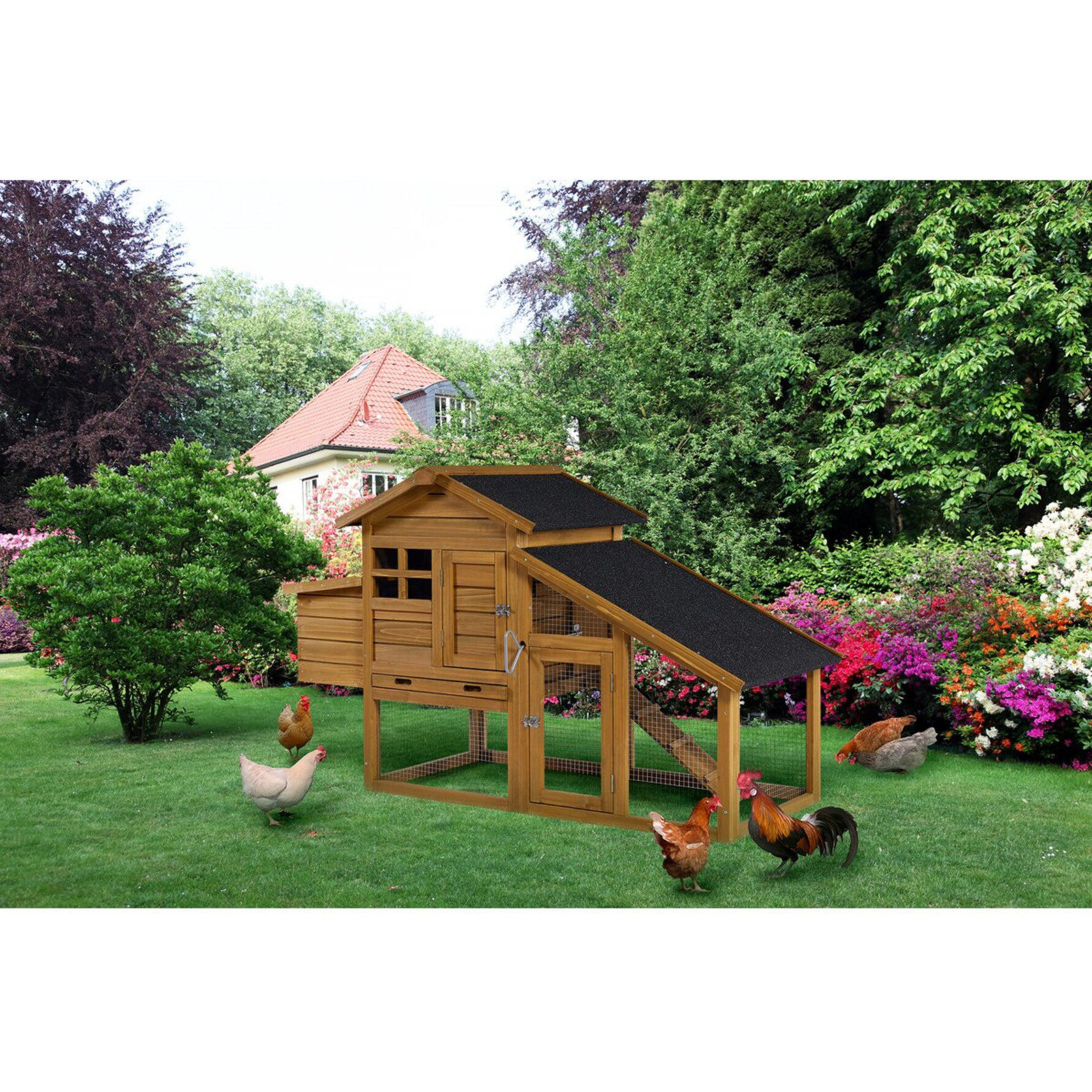 Poulailler avec pondoir en bois "Clochette" - Marron