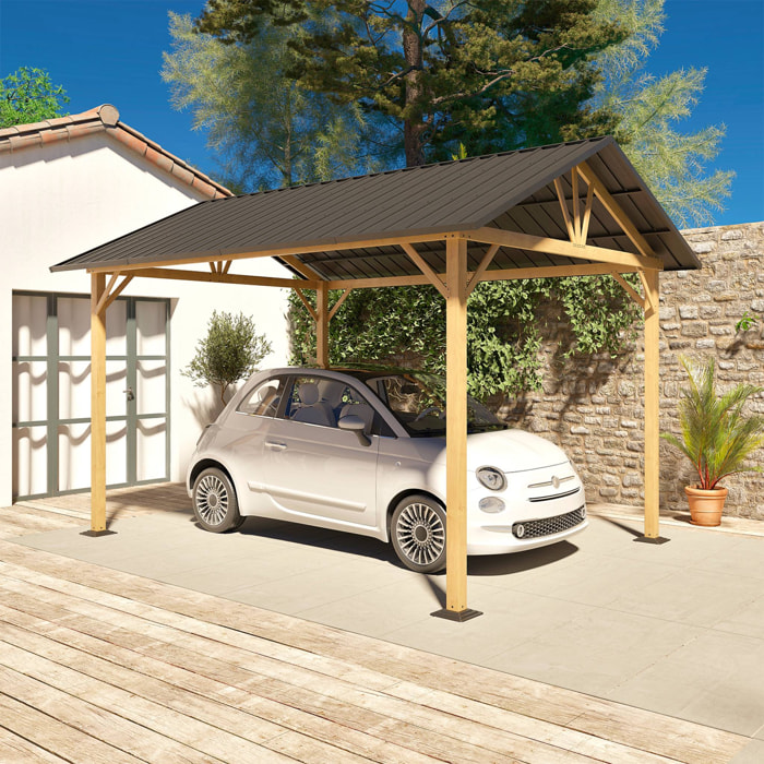 Carport CALISTA en aluminium et acier anthracite. 12 m²