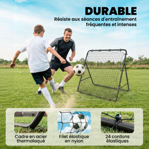 Filet de rebond football pliable réglable 5 angles - acier - 120x73x112cm - noir