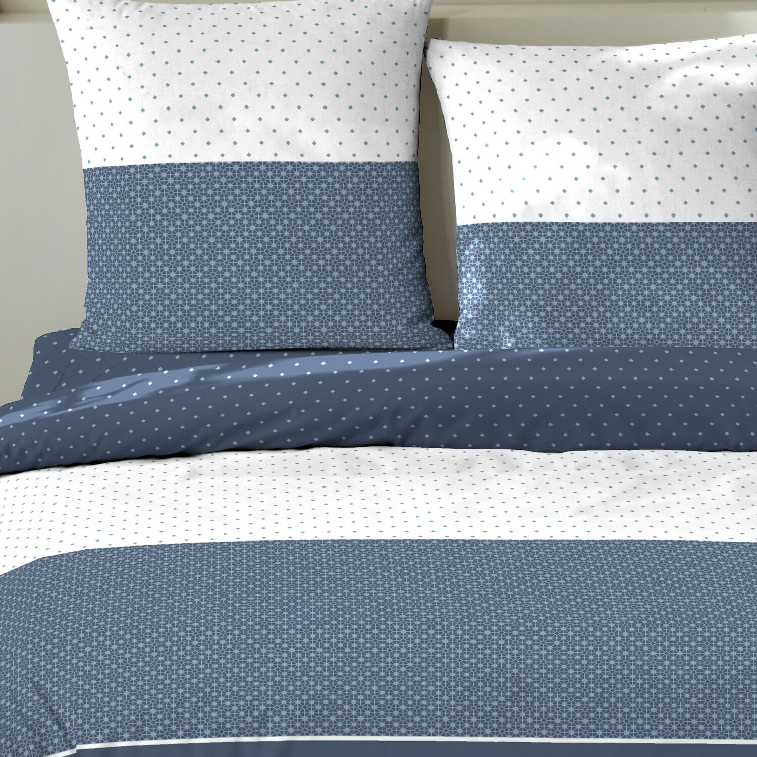 Parure housse de couette imprimé 100% coton - cini - bleu