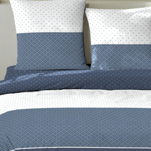 Parure housse de couette imprimé 100% coton - cini - bleu