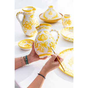J-Line cruche Granada - céramique - blanc/jaune - medium
