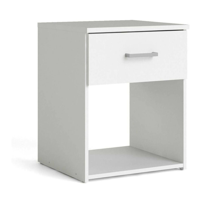 Comodino Giustina, Comò basso, Tavolino da notte, Mensola da letto, 38x36 h48 cm, Bianco