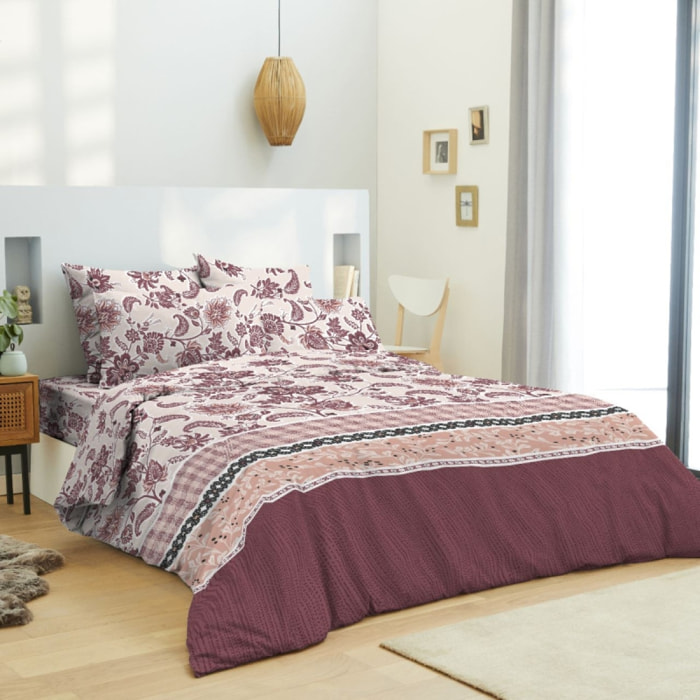 Pack complet housse de couette réversible Cashemire bordeaux