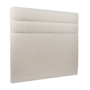 Lit avec sommier et tête de lit à lignes - Tissu bouclette au style tendance - Adapté à tous les matelas, montage rapide - Rangement XXL - Hauteur Totale : 39cm