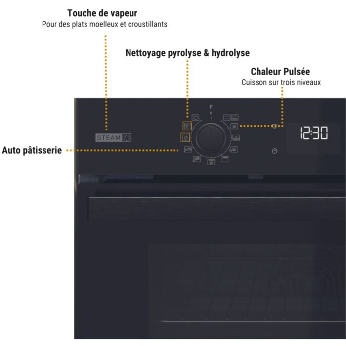 Four encastrable WHIRLPOOL OMSR58RU0B - Pyrolyse, Ajout Vapeur Gentle Steam, Noir Mat