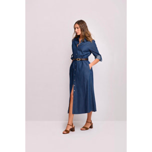 Kocca - Abito chemisier in cotone Donna, Tinta unita, Colletto di camicia