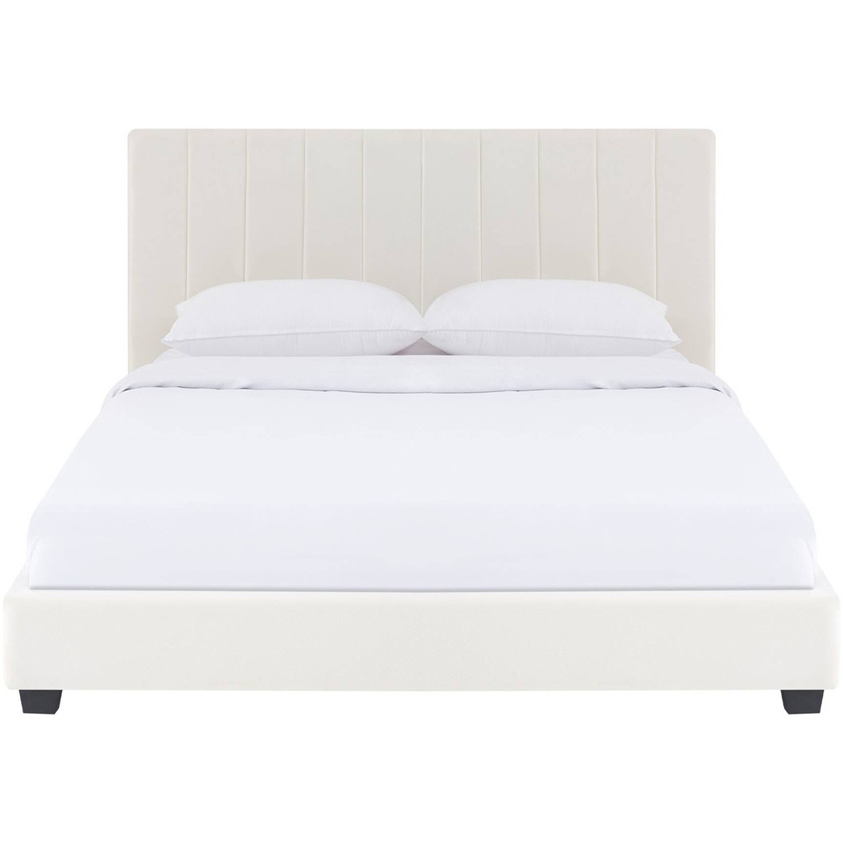 Lit avec tête de lit en velours - WILLIAM