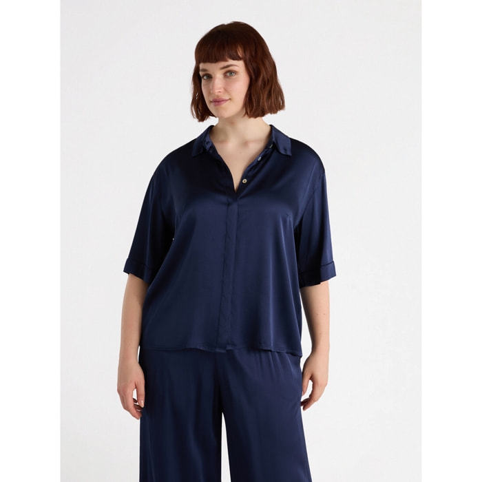 Fiorella Rubino - Camisa de satén elástico - Azul