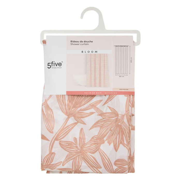 Rideau de douche Bloom rectangulaire 180x200cm rose