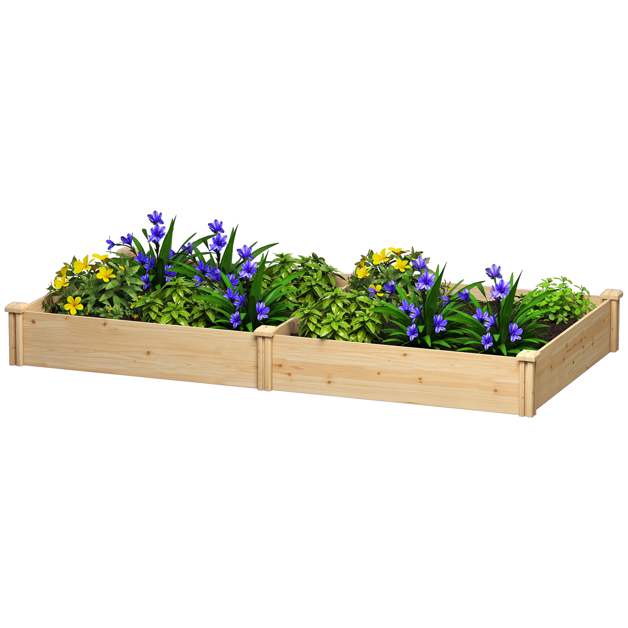 Carré potager de jardin en bois 2 compartiments dim. totales 235 x 121 x 26 cm