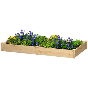 Carré potager de jardin en bois 2 compartiments dim. totales 235 x 121 x 26 cm