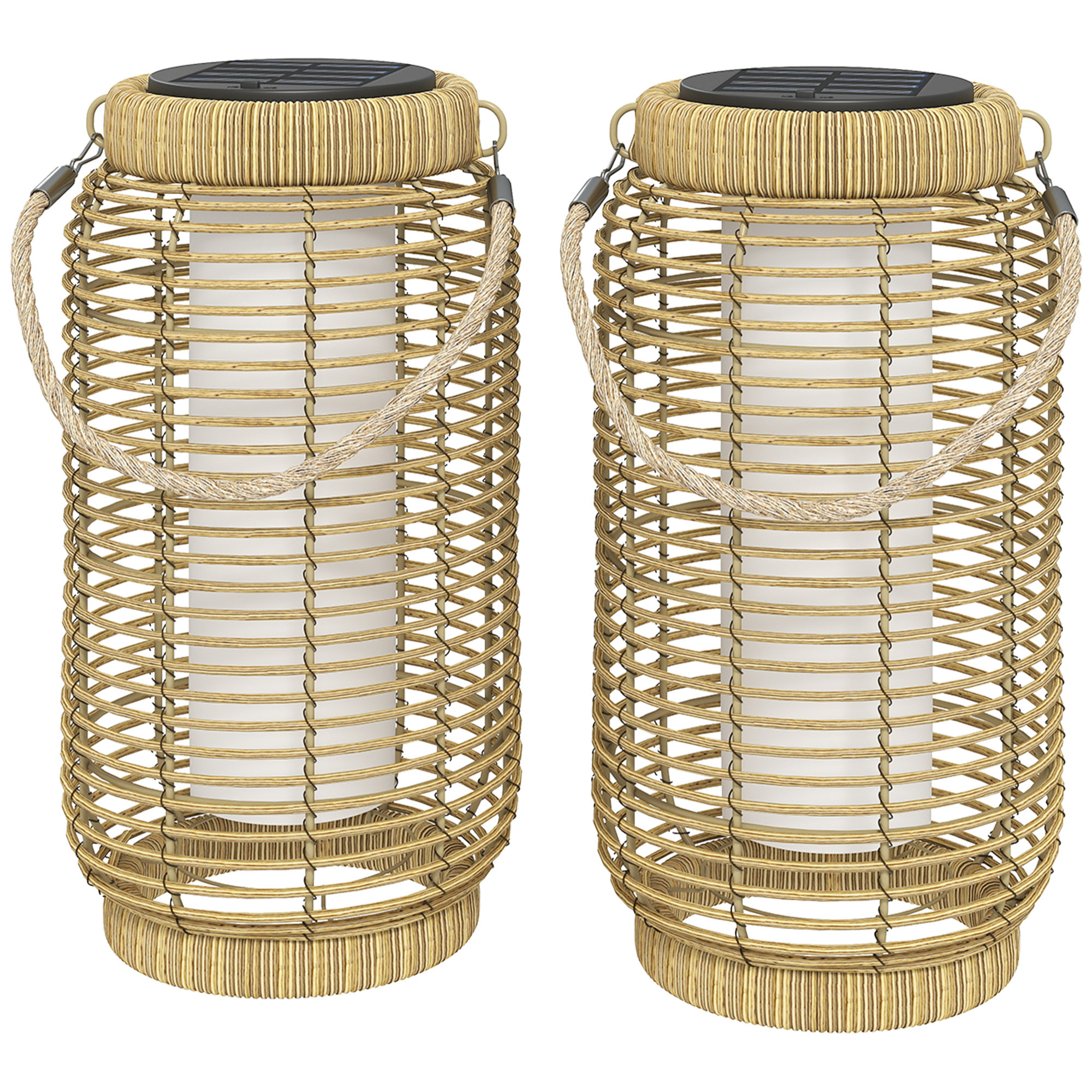 Lot de 2 lampadaires lanternes solaire LED marche/arrêt auto sable