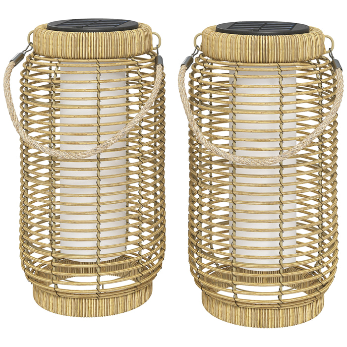Lot de 2 lampadaires lanternes solaire LED marche/arrêt auto sable