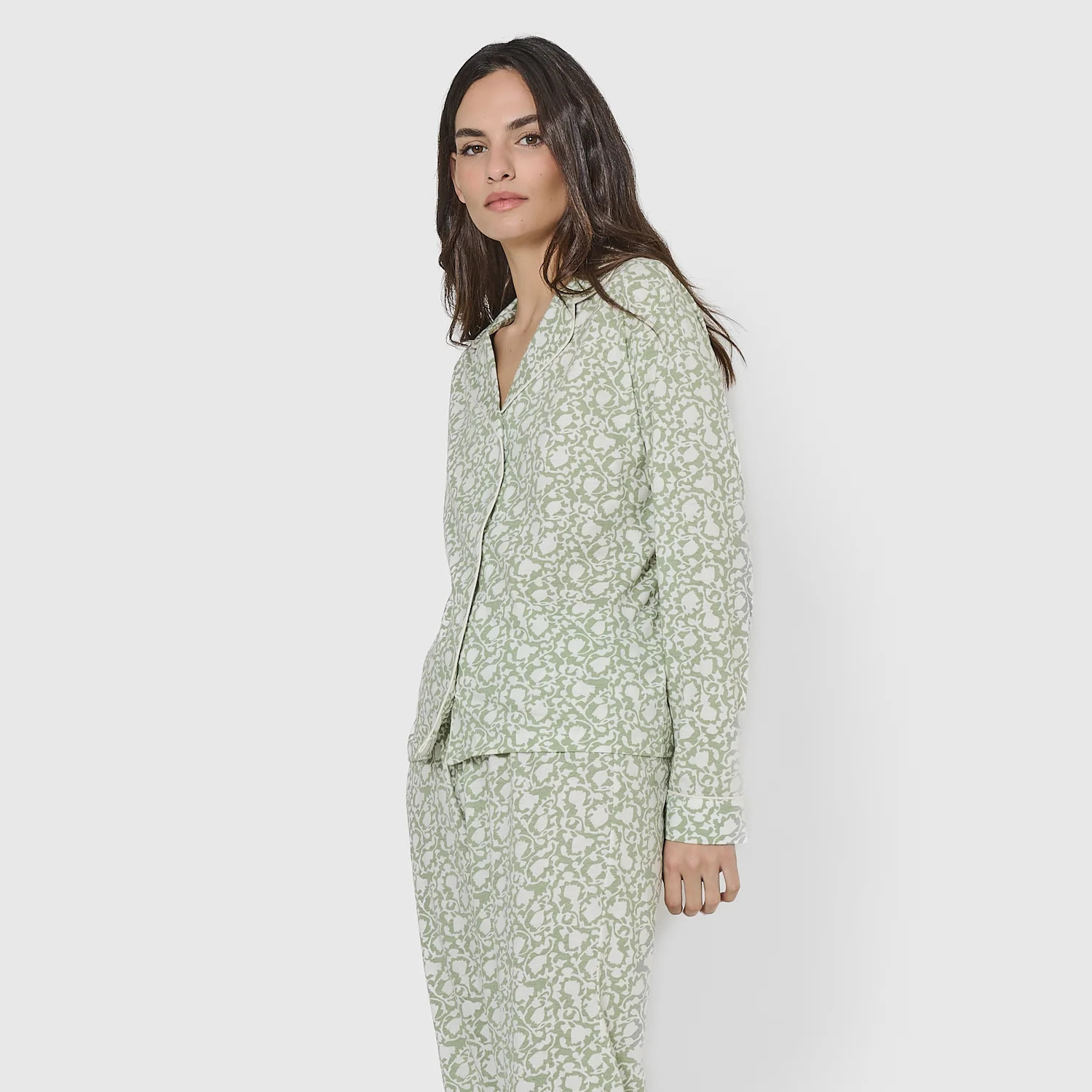 Pigiama camicia telma in cotone verde