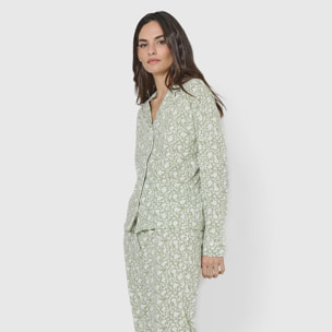Pigiama camicia telma in cotone verde