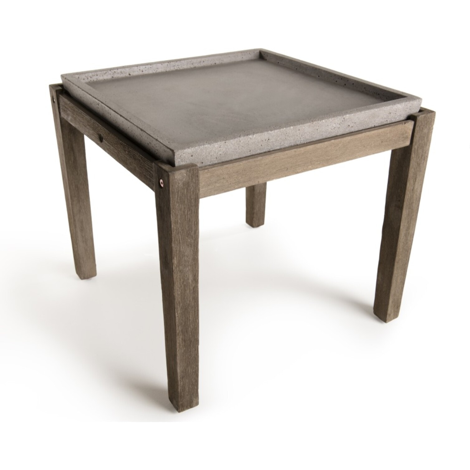 HECTOR - Table d'appoint de jardin carrée béton 53x53 cm et pieds en bois Acacia