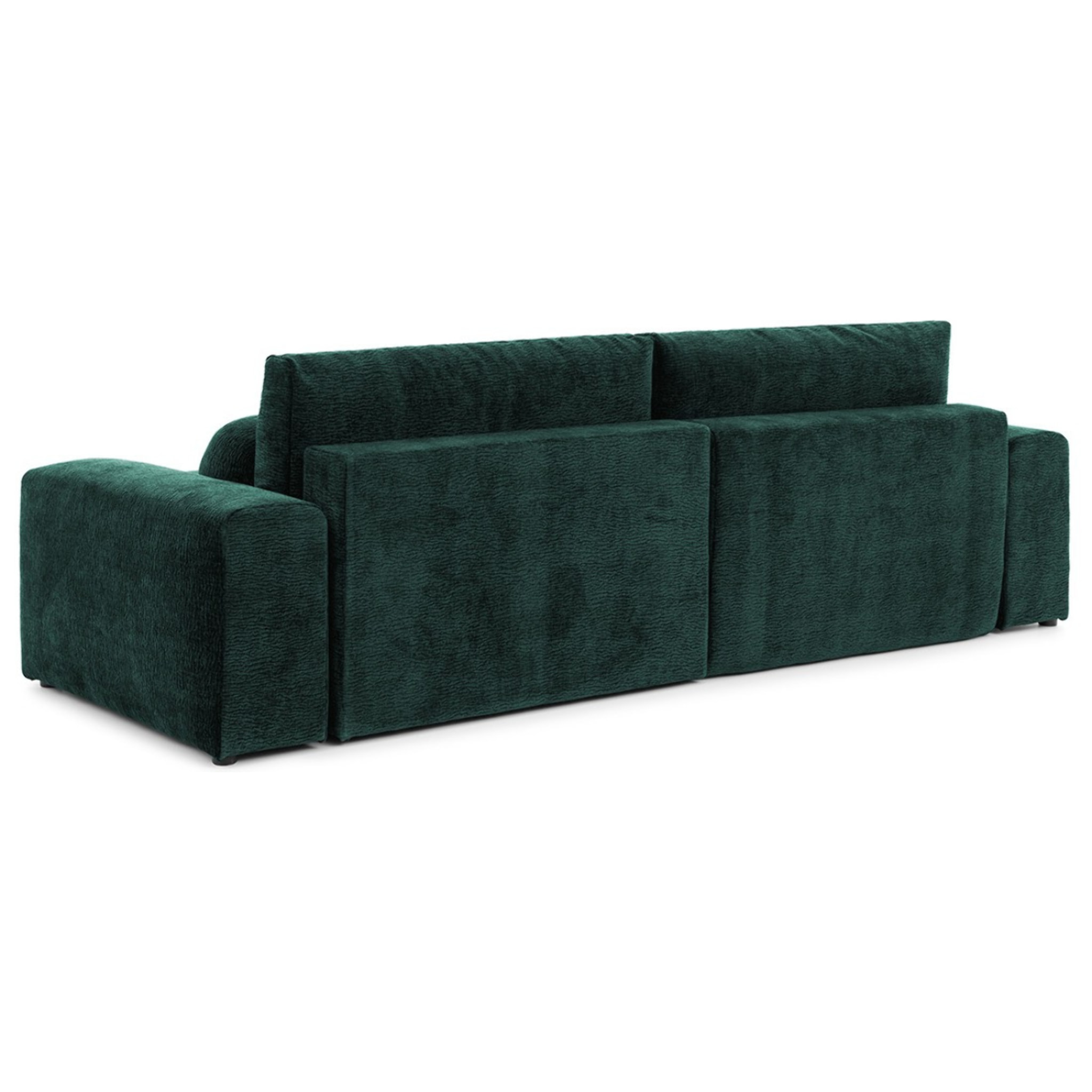 Constance - Canapé d'angle réversible 4 places convertible avec coffre en velours relief - Vert