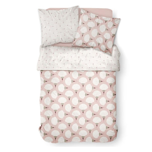 Parure de lit coton zippée 2 personnes imprimé floral MAWIRA blanc