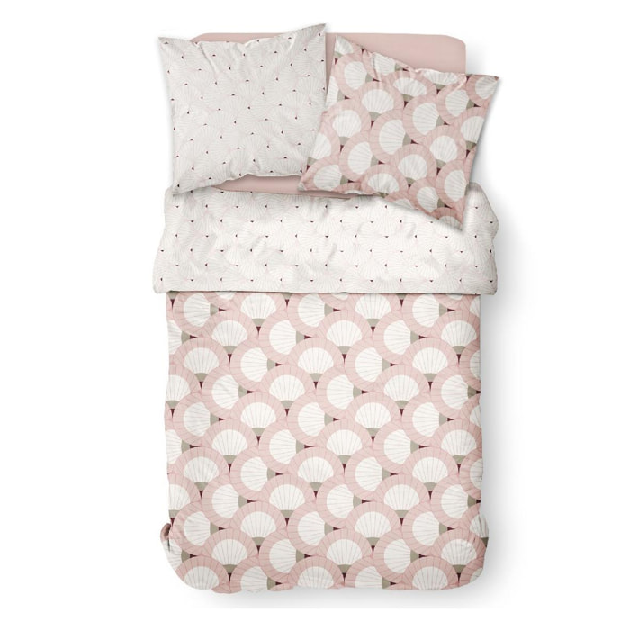 Parure de lit coton zippée 2 personnes imprimé floral MAWIRA blanc