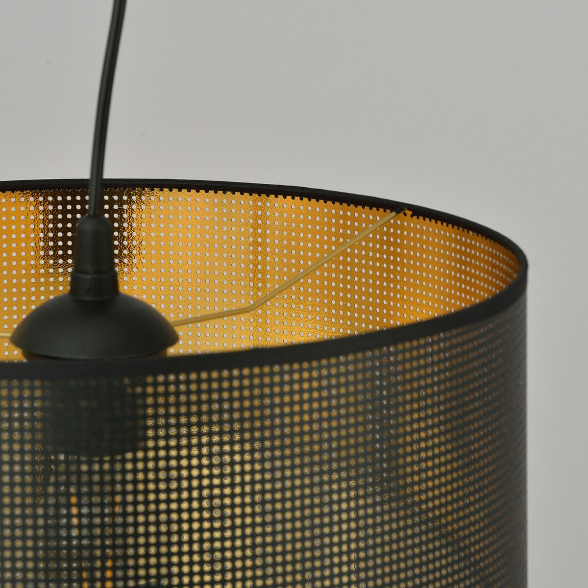 Lampada a sospensione ASTON in acciaio nero e oro
