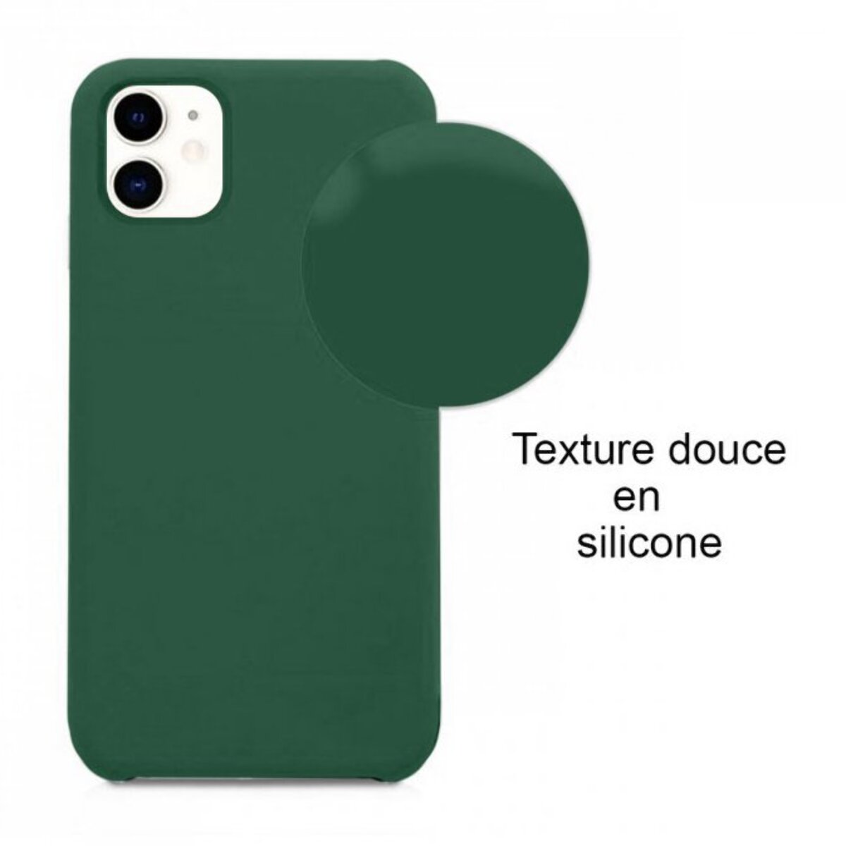 Coque iPhone 12 Mini Silicone liquide Vert Foret + 2 Vitres en Verre trempé Protection écran Antichocs