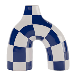Phoenix - Vase art moderne à damier bleu marine