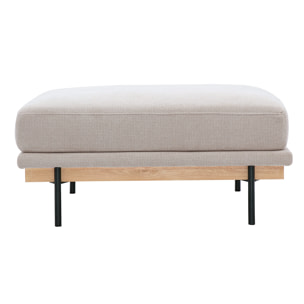 Pouf repose pieds en tissu chenille beige et métal noir TODD