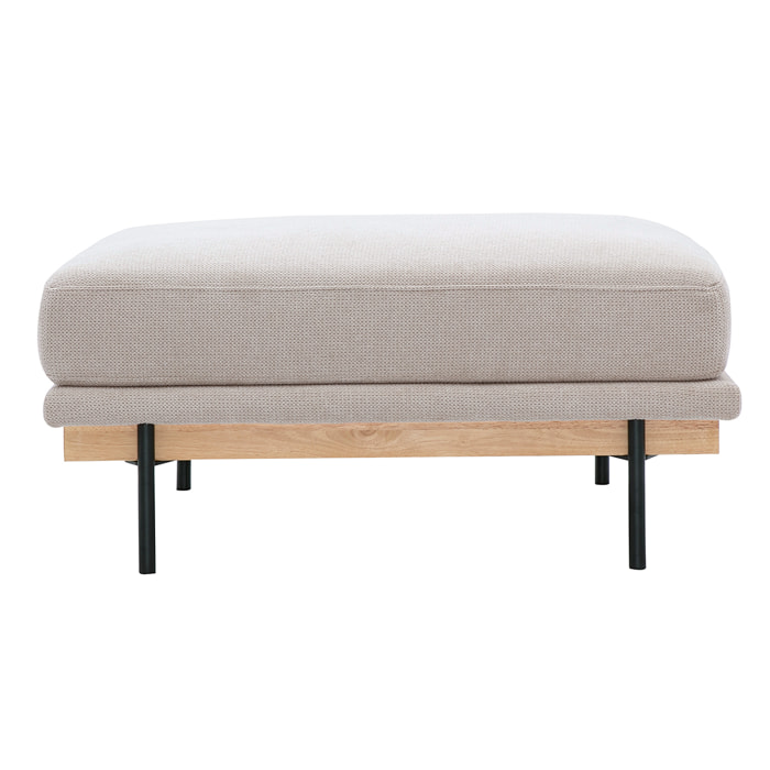 Pouf repose pieds en tissu chenille beige et métal noir TODD
