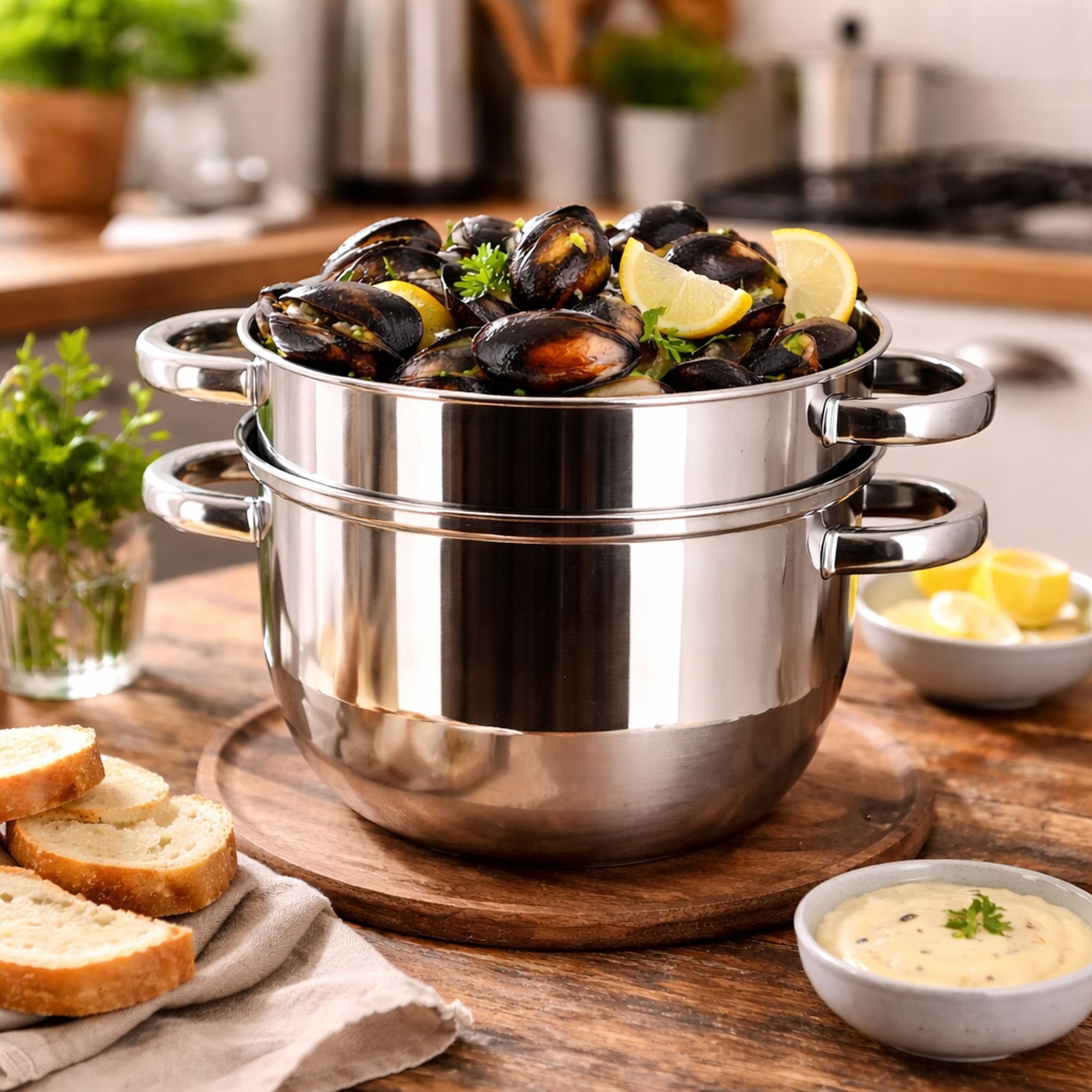 Marmite à moules 2.7l en acier inoxydable 18cm