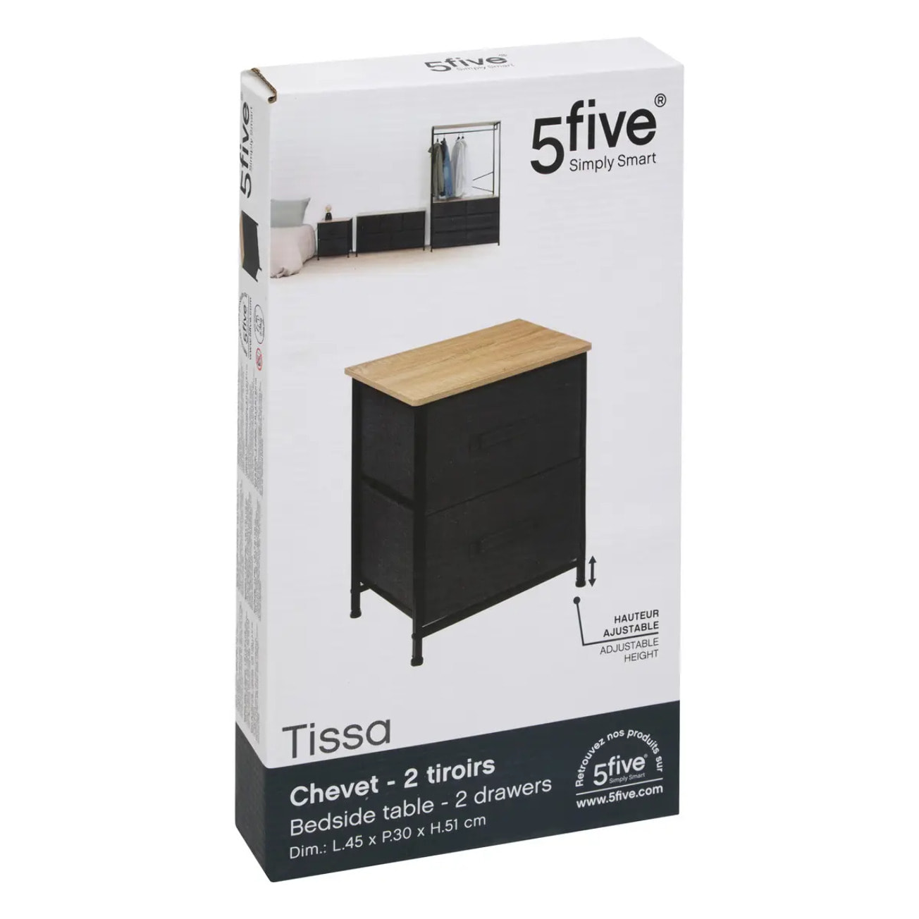 Table de chevet 2 tiroirs métal gris