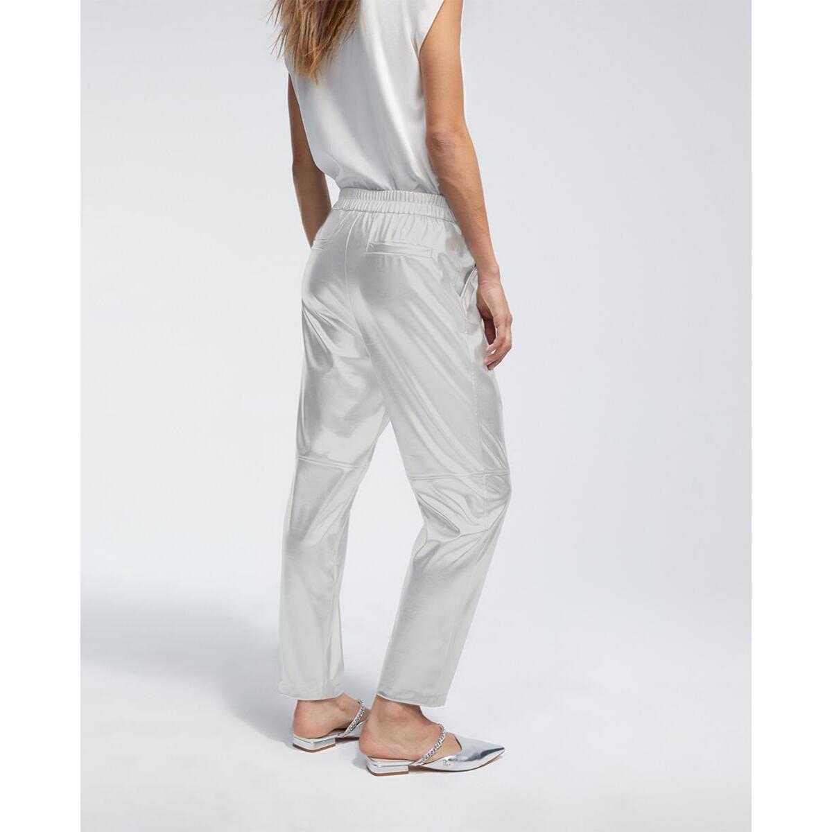 Pantaloni effetto pelle argento