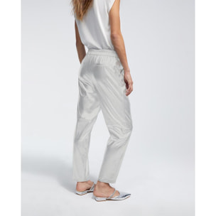Pantaloni effetto pelle argento