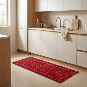 Tappeto Cucina Antiscivolo Made in Italy in Ciniglia Lavabile, Passatoia con Retro Gommato e Fantasia Bottles, Ideale per Cucina, Ingresso e Corridoio