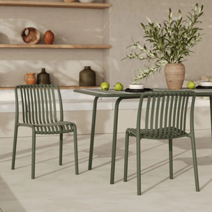 Lot de 2 chaises de jardin empilables en plastique vert kaki - Duli