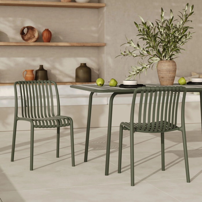 Lot de 2 chaises de jardin empilables en plastique vert kaki - Duli